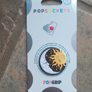 New! PopSocket PopGrip Celestial Sun and Moon Design in Black and Gold